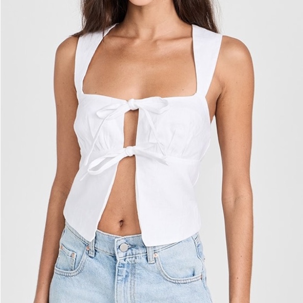 Reformation Azalea White Tie-Front Top